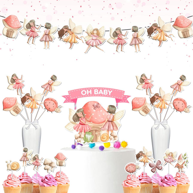 Enchanted Fairy Party Decoration Kit - Complete Set with Banner, Cupcake Toppers, and Centerpieces for Magical Celebrations