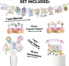 "Enchanted Realm" - Fairy and Dragon Party Decor Set