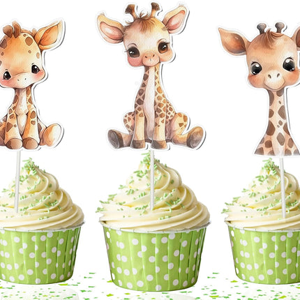 Sweet Safari Giraffe Cupcake Toppers - Set of 10 - Charming Jungle-Themed Cake Decorations