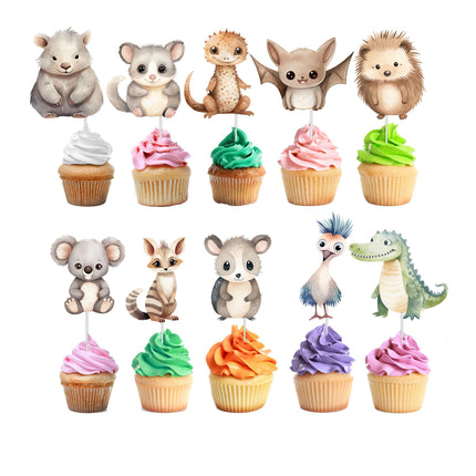 Aussie Animals Cupcake Toppers - 10pcs Set - Adorable Australian Wildlife Party Decorations