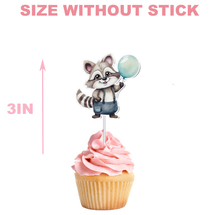 Raccoon Cupcake Toppers - 10pcs Set - Adorable Woodland Party Decorations