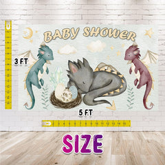 5x3 FT Magical Dragon Nursery Baby Shower Backdrop - Enchanting Fantasy Decoration for Your Special Event