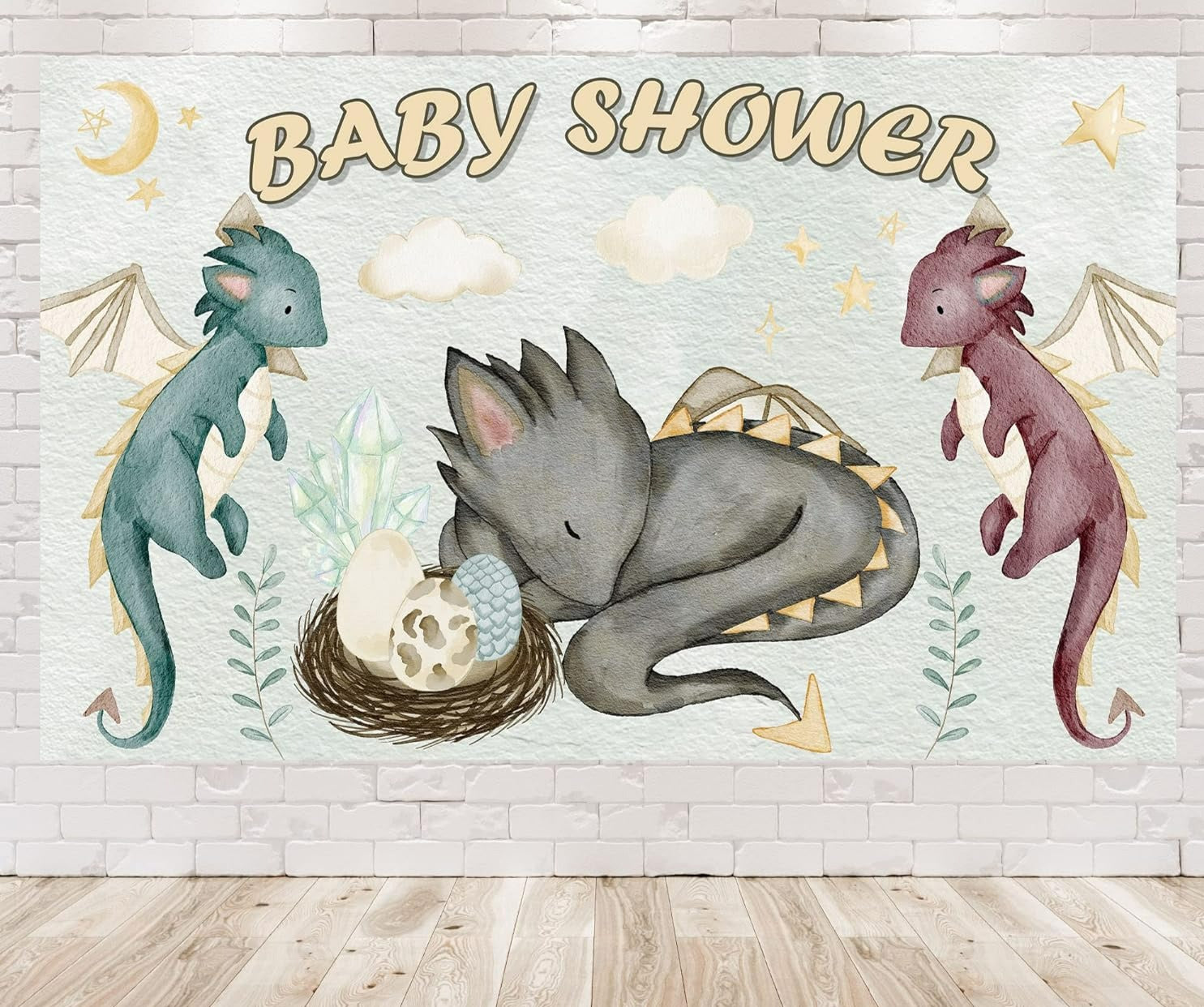 5x3 FT Magical Dragon Nursery Baby Shower Backdrop - Enchanting Fantasy Decoration for Your Special Event