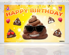 "Let the Fun Unfold!" NEWMOJI Poop Party Backdrop 5x3 FT - Vibrant Birthday Decor