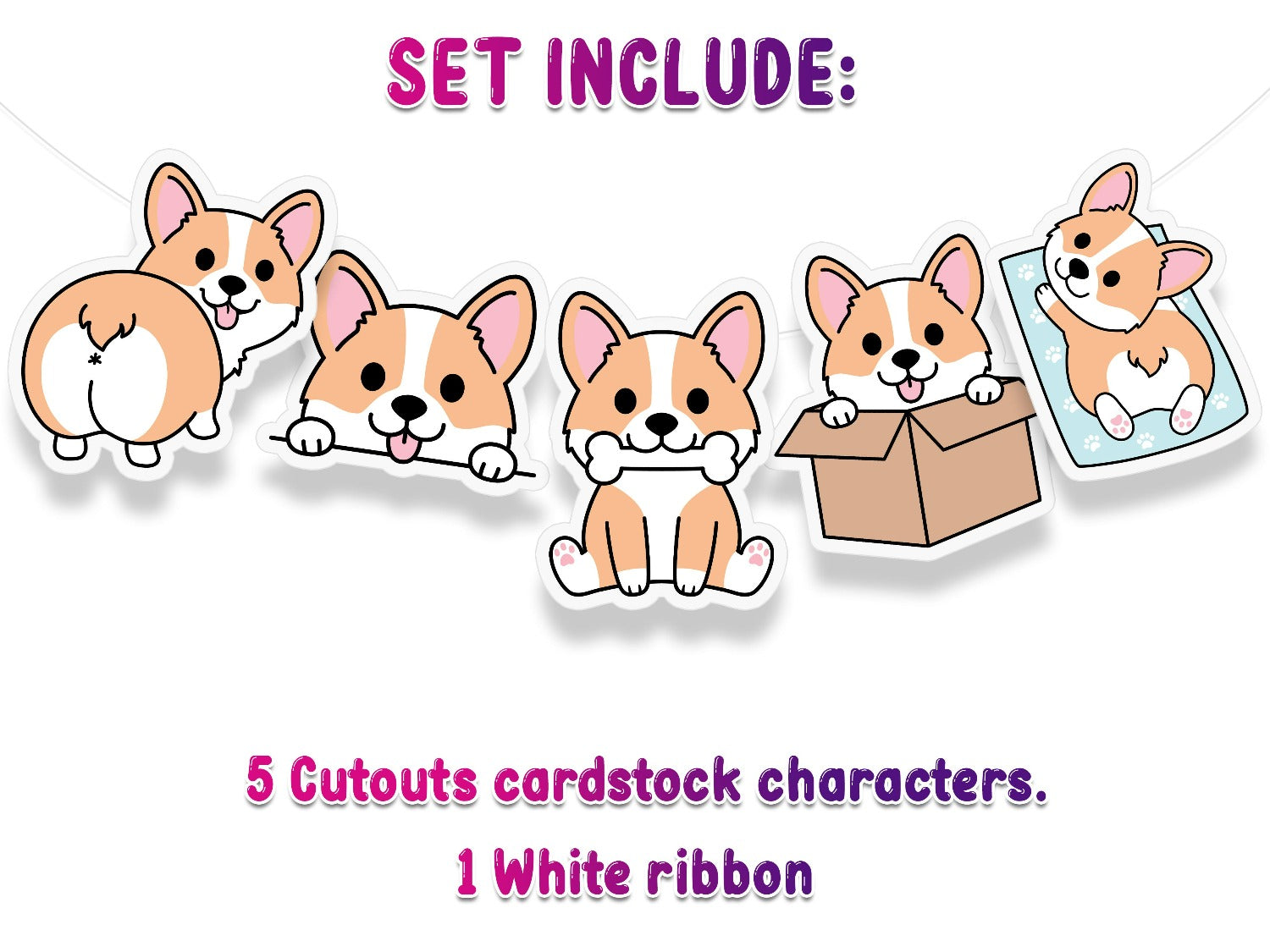 Adorable Corgi Dog Banner - Perfect for Pet-Themed Parties and Celebrations