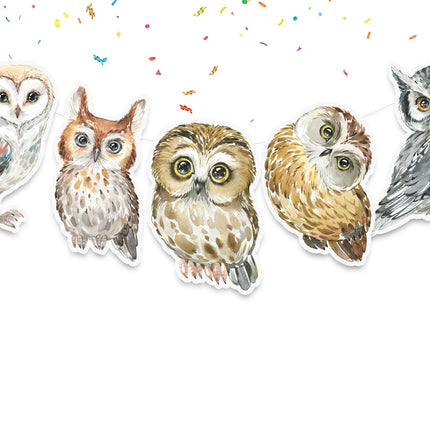 Enchanted Forest Owl Banner - Watercolor Owl Bunting