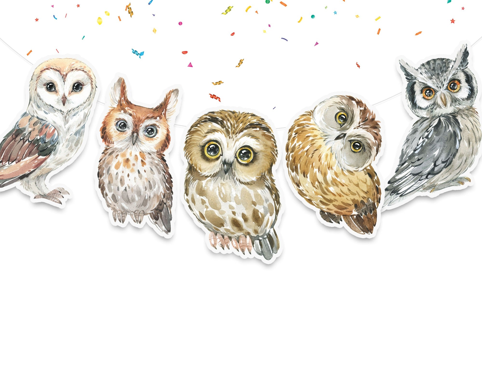 Enchanted Forest Owl Banner - Watercolor Owl Bunting