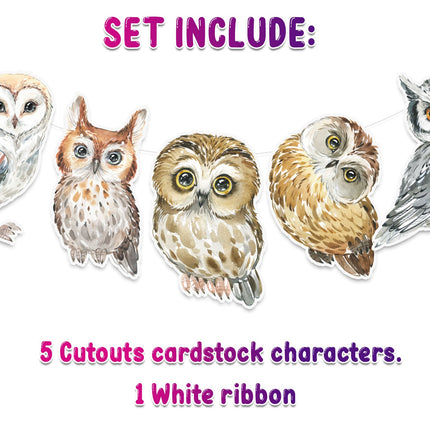 Enchanted Forest Owl Banner - Watercolor Owl Bunting