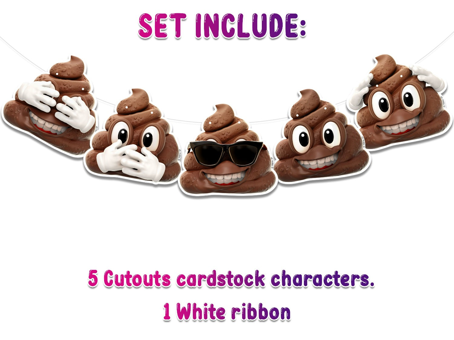 Cheeky Poop NEWMOJI® Party Banner - Playful Cardstock Decoration for Fun-Filled Celebrations