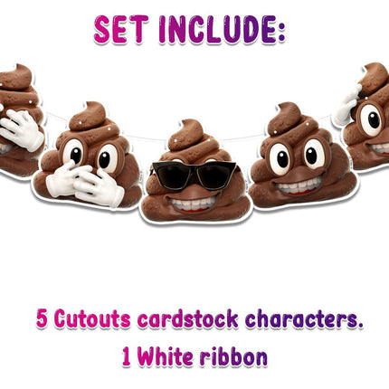 Cheeky Poop NEWMOJI® Party Banner - Playful Cardstock Decoration for Fun-Filled Celebrations