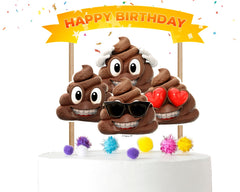 "Party Pooper" NEWMOJI Cardstock Cake Topper - Whimsical Birthday Celebration Topper