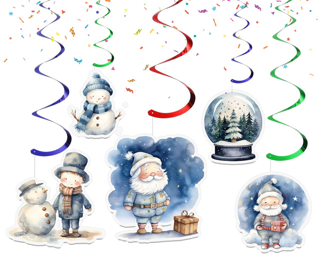 Christmas Blue-Themed Hanging Streamers - 10 Pcs | Winter Wonderland Decorations
