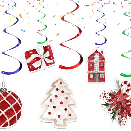 Christmas Holiday Hanging Streamers - 10 Pcs | Festive Christmas Party Decor