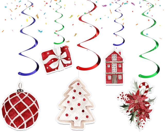 Christmas Holiday Hanging Streamers - 10 Pcs | Festive Christmas Party Decor