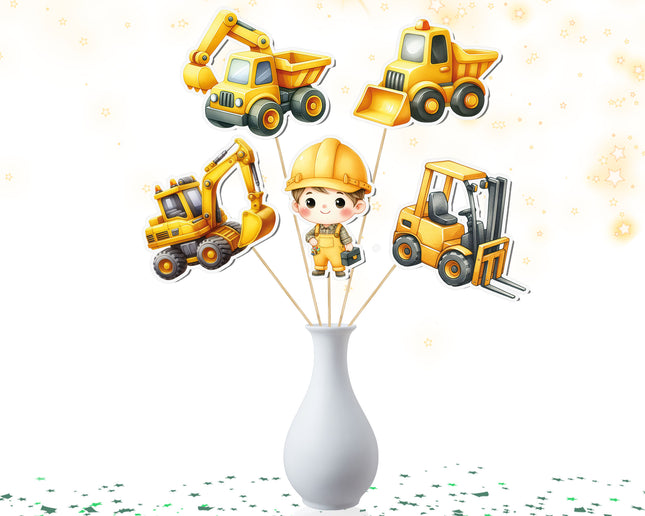 Construction-Themed Party Centerpiece 5 PCS – Fun and Colorful Kids Party Decoration