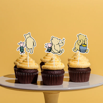 Winnie Pooh-Themed Cupcake Toppers – Baby Shower & Party Decoration Picks