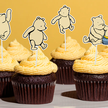 Winnie Pooh-Themed Cupcake Toppers – Baby Shower & Party Decoration Picks