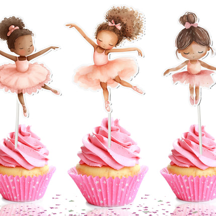 Afro Ballerina Cupcake Toppers