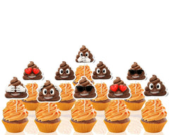 "Cheeky Delight" NEWMOJI Cupcake Toppers - 10 Pcs Set of Poop Party Decorations