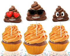 "Cheeky Delight" NEWMOJI Cupcake Toppers - 10 Pcs Set of Poop Party Decorations