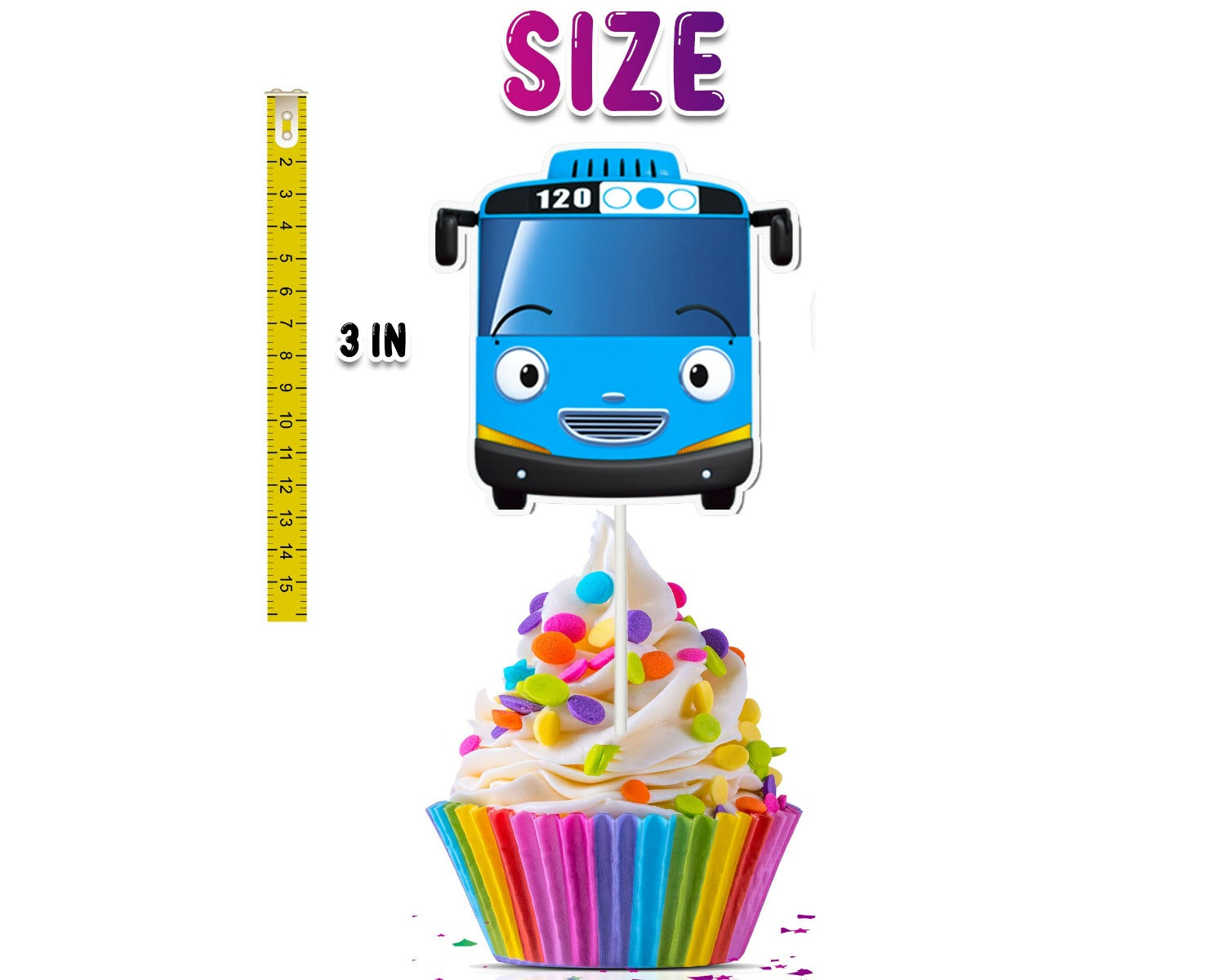 Tayo the Little Bus - Set of 10 Cupcake Toppers for Joyful Birthday Parties