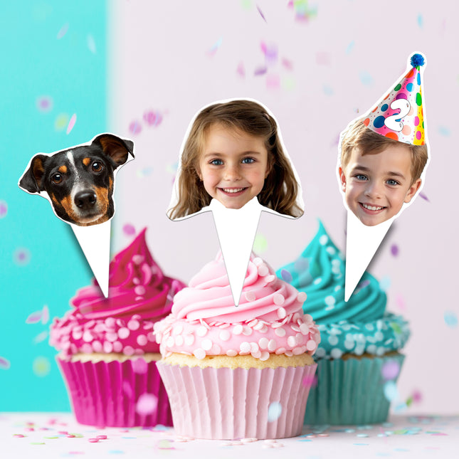 Personalized Photo Cupcake Toppers - Custom Faces & Pets