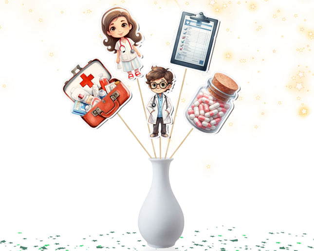 Doctor-Themed Party Centerpiece 5 PCS – Fun Medical Party Decorations