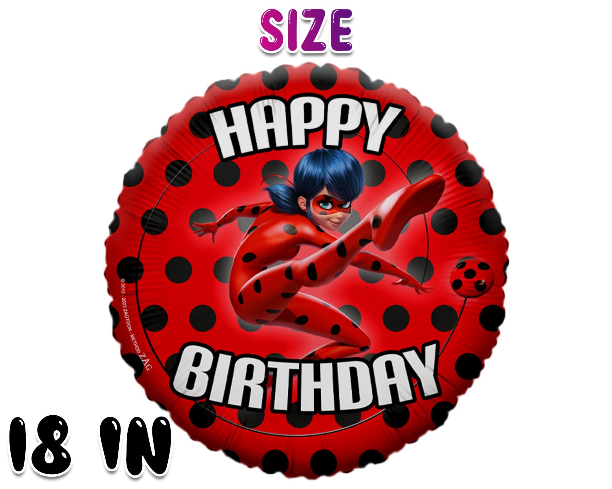 Miraculous Ladybug Themed Foil Balloon - Vibrant Happy Birthday Party Decor