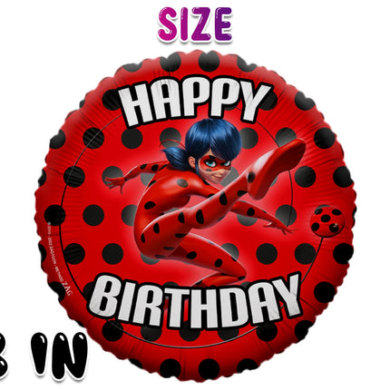 Miraculous Ladybug Themed Foil Balloon - Vibrant Happy Birthday Party Decor