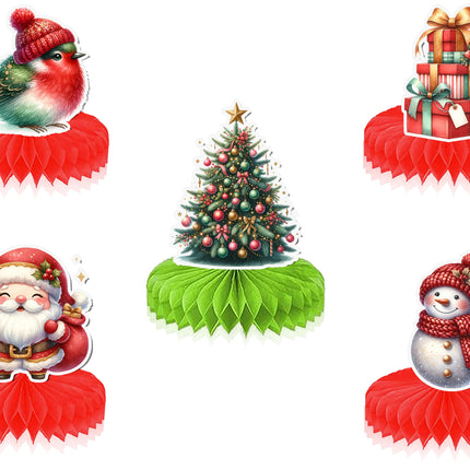 Christmas Honeycomb Party Decorations - Set of 5