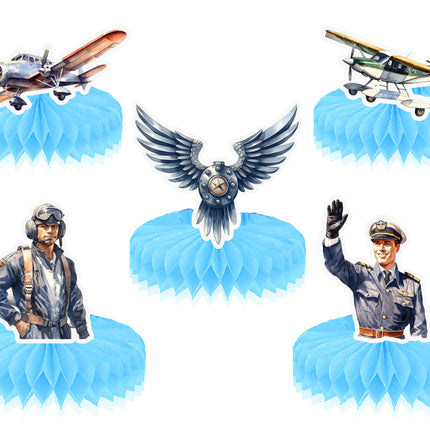 Aviation Honeycomb Party Decorations - Set of 5