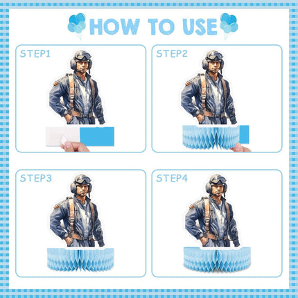 Aviation Honeycomb Party Decorations - Set of 5