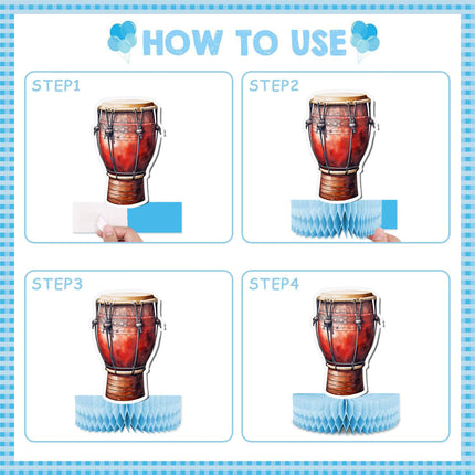 Musical Instrument Honeycomb Party Decorations - Set of 5
