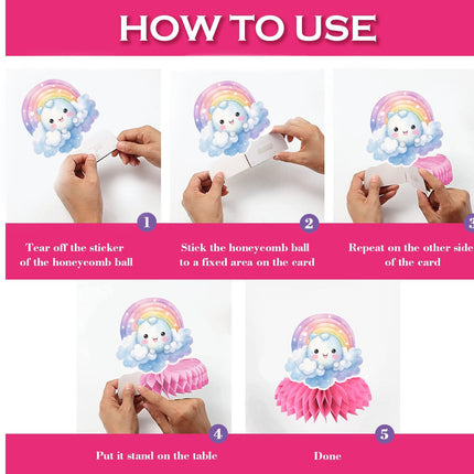 Rainbow Cloud Honeycomb Party Decorations - Set of 5
