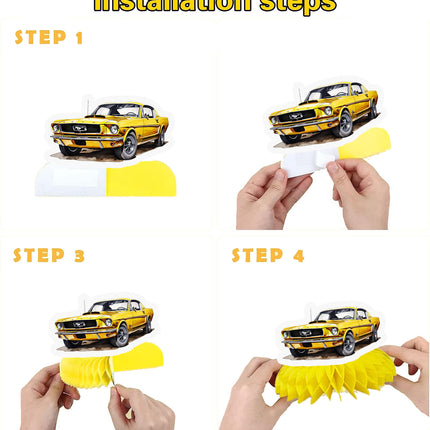 Classic Car Honeycomb Party Decorations - Set of 5
