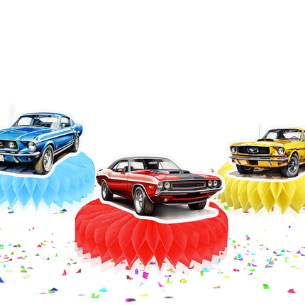 Classic Car Honeycomb Party Decorations - Set of 5