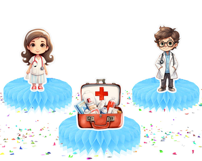 Doctor and Nurse Honeycomb Decorations - Set of 5