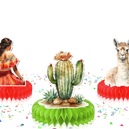 Mexican Fiesta Honeycomb Party Decorations - Set of 5