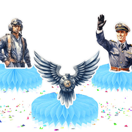 Aviation Honeycomb Party Decorations - Set of 5