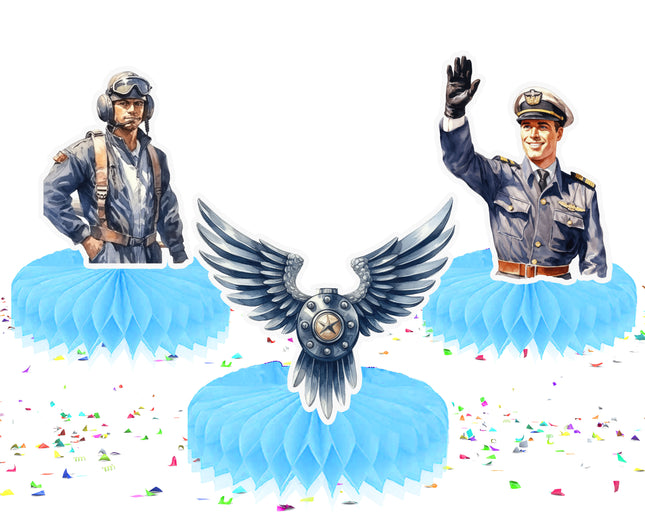 Aviation Honeycomb Party Decorations - Set of 5
