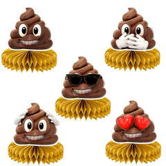 "Party Poopers" NEWMOJI Honeycomb Table Centerpieces - Set of 5 Poop Decorations