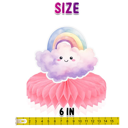 Rainbow Cloud Honeycomb Party Decorations - Set of 5