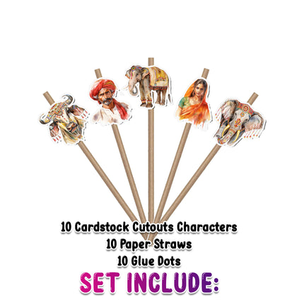 Indian Cultural-Themed Party Straws – Set of 10PCS Drink Decor