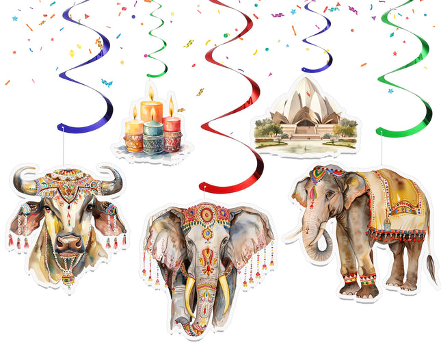 India-Themed Hanging Streamers - Set of 10 | Indian Culture Party Decorations