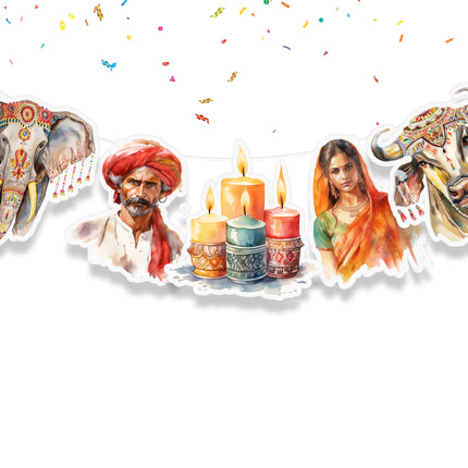 Indian Cultural 5 Pcs Party Banner - Traditional India Theme Decor