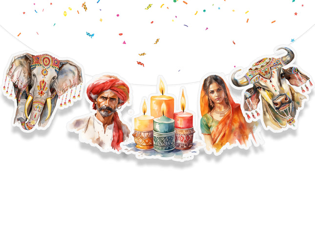 Indian Cultural 5 Pcs Party Banner - Traditional India Theme Decor