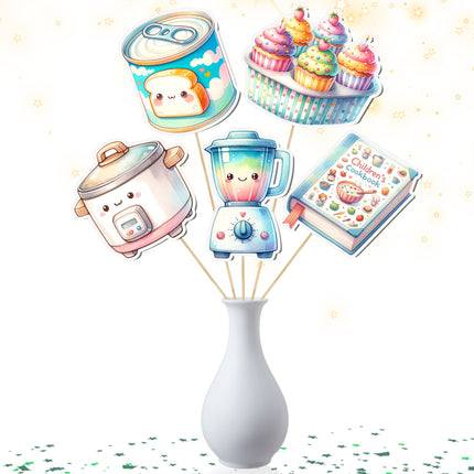 Kawaii Kitchen-Themed Party Centerpiece 5 PCS – Cute and Fun Cooking Decorations