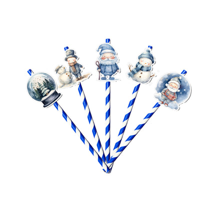 Winter Wonderland Snowman & Santa Straws - Festive Drink Decor 10PCS