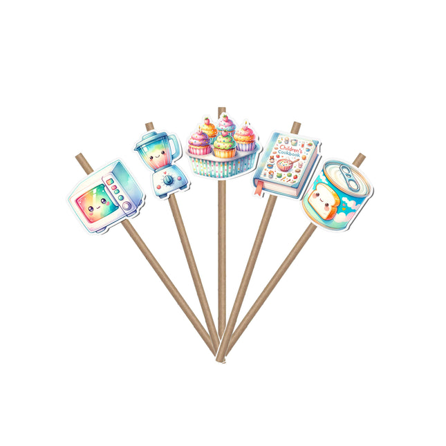 Cooking-Themed Party Straws – Set of 10PCS Drink Decor