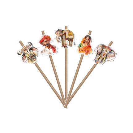 Indian Cultural-Themed Party Straws – Set of 10PCS Drink Decor